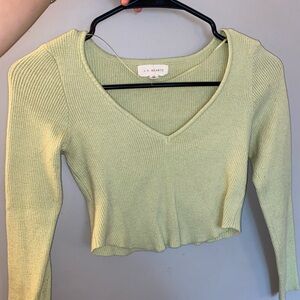 Light Green Long Sleeve Crop Top